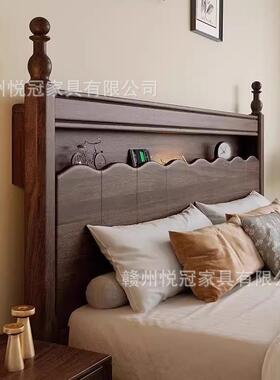 胡桃木美式实木EPB床现代简双约1.复8M婚人床古法式床轻奢储物床