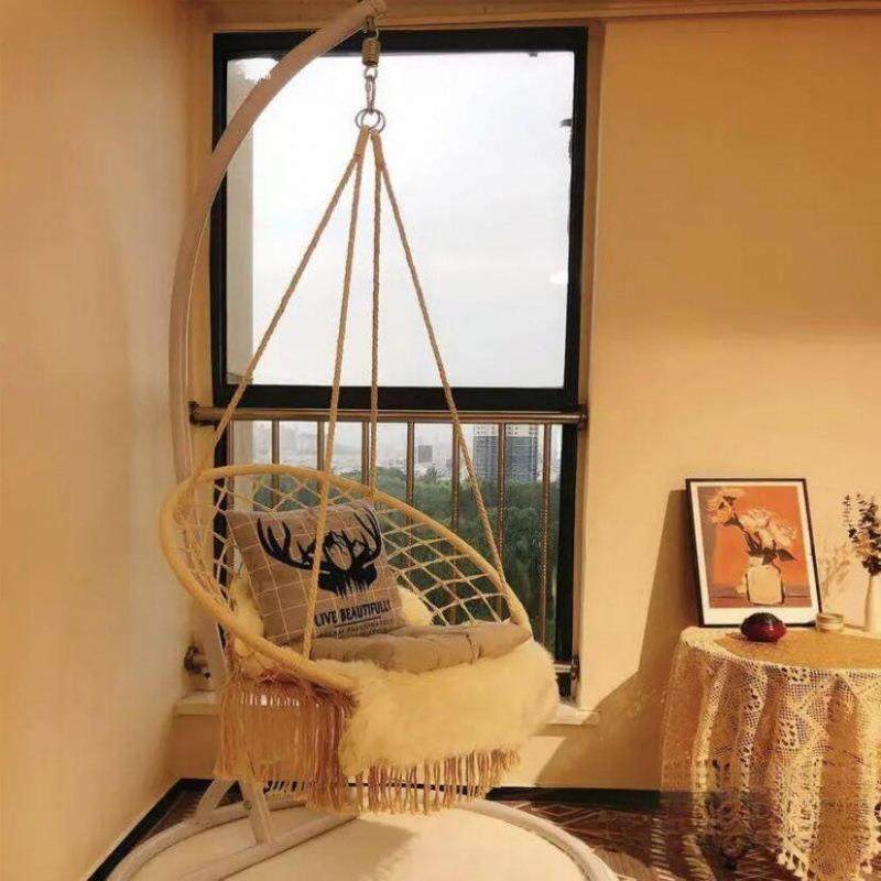 网红秋千流苏吊椅家用室内编织吊篮藤椅阳台北欧风懒人摇篮椅,纺织面料/辅料/配套,纺织机械配件,淘宝优惠券,粉丝福利购,淘宝优惠卷