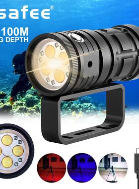 23年新款潜水摄影灯C0B白+红蓝光源超亮LED补光灯18000LM内置电池