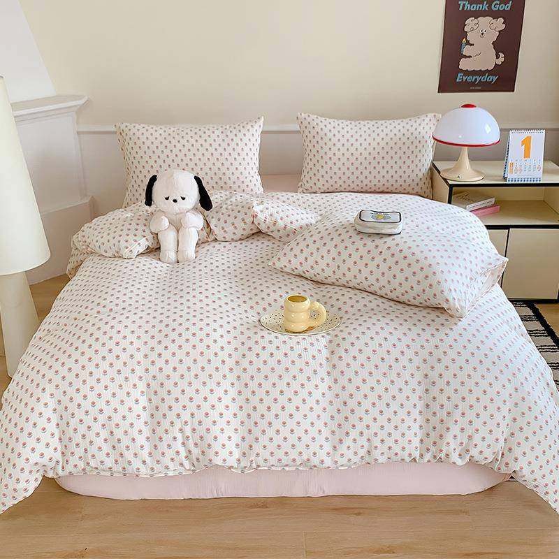 韩式小清新全棉双层邹邹纱四件套家用卧室床上用品套件床单被罩++,节庆用品/礼品,新娘配件,淘宝优惠券,粉丝福利购,淘宝优惠卷