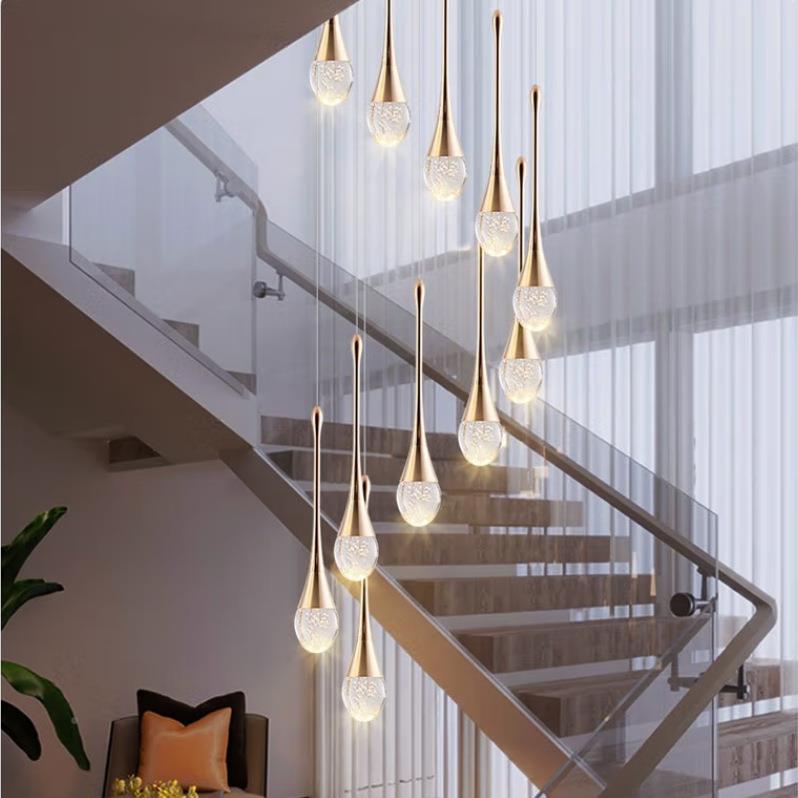 简约楼梯吊灯55250轻奢现代复式长楼水晶灯空客挑大厅别墅旋转公