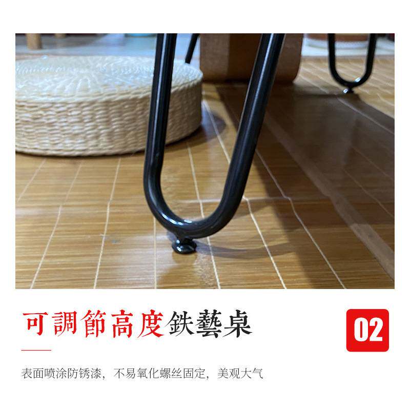 老榆木茶桌门板铁艺桌茶几家用茶台木板炕桌中式禅意实木榻榻米桌