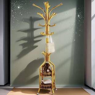 落地衣帽架客厅铁艺挂衣服卧室门口挂包置物架家用单杆立式衣架子