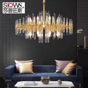 美克全铜美式轻奢后现代水晶吊灯设计师美家简约客厅大厅轻奢灯具