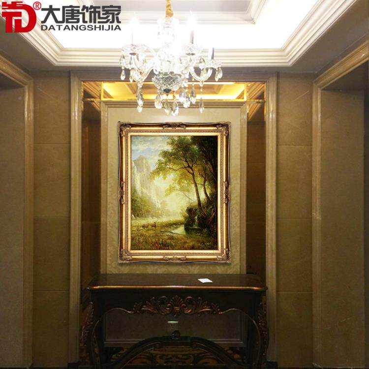 高档纯M25手古典风景油画欧式鹿客厅玄关卧室装画招财绘油饰画M25