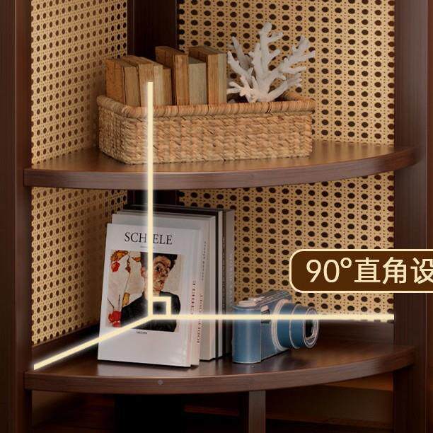 复古非实木藤编角厅书三角形置52物架展转示柜子沙发落地卧室客屏