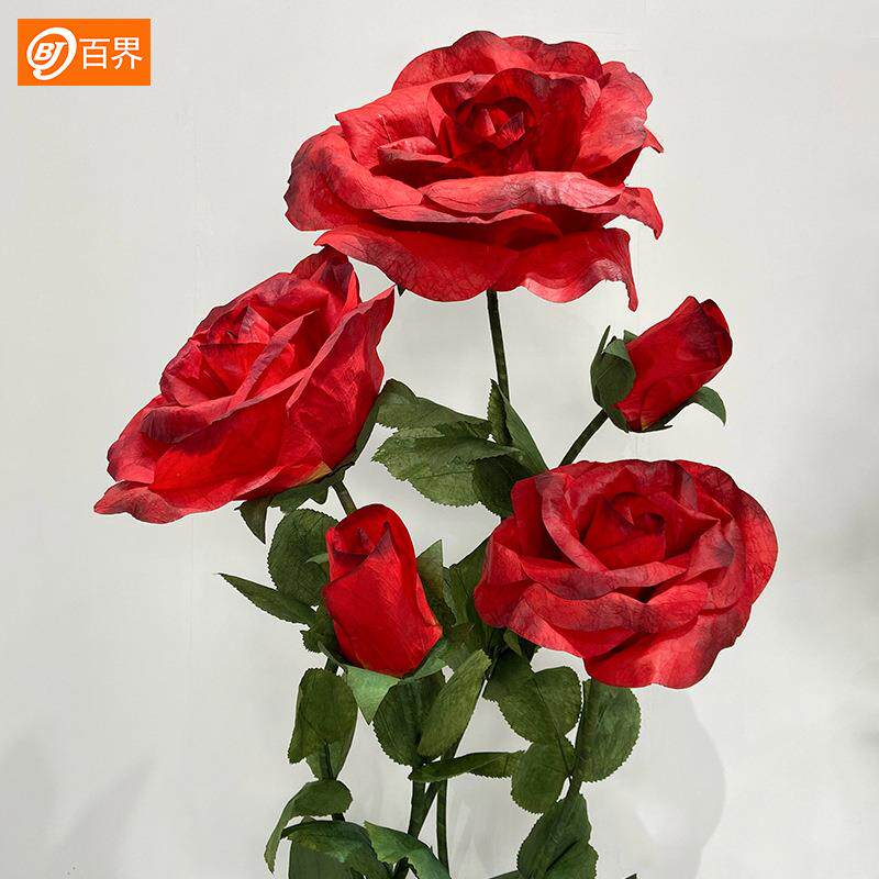 纸艺仿花真大型手工花褶皱玫瑰花陈商场橱窗美婚XFV礼现纸场装饰