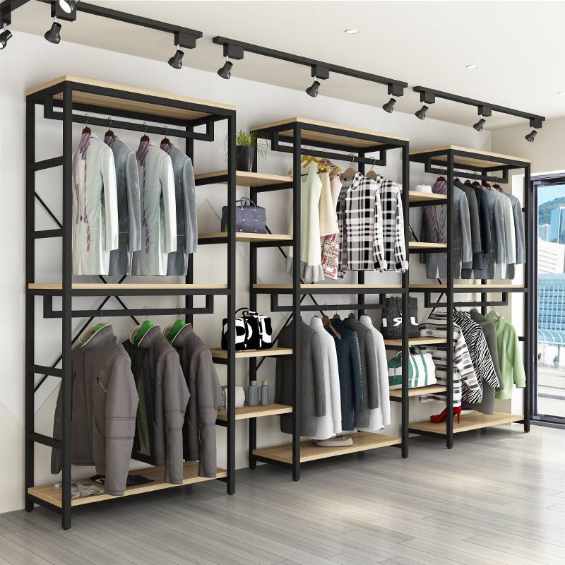 服装店展示架落地式男女童装双层挂衣母婴店铺专用货架商场展示柜