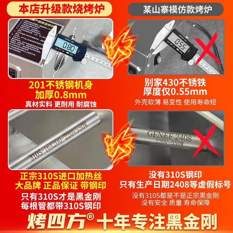 电肉烤炉黑金刚电2024烤四烧烤电炉商用无烟大型热烤生蚝羊烤肉串