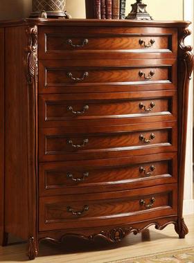 美QGD式五实木卧室欧式斗橱储物柜大容柜量六斗柜客厅收纳斗抽屉