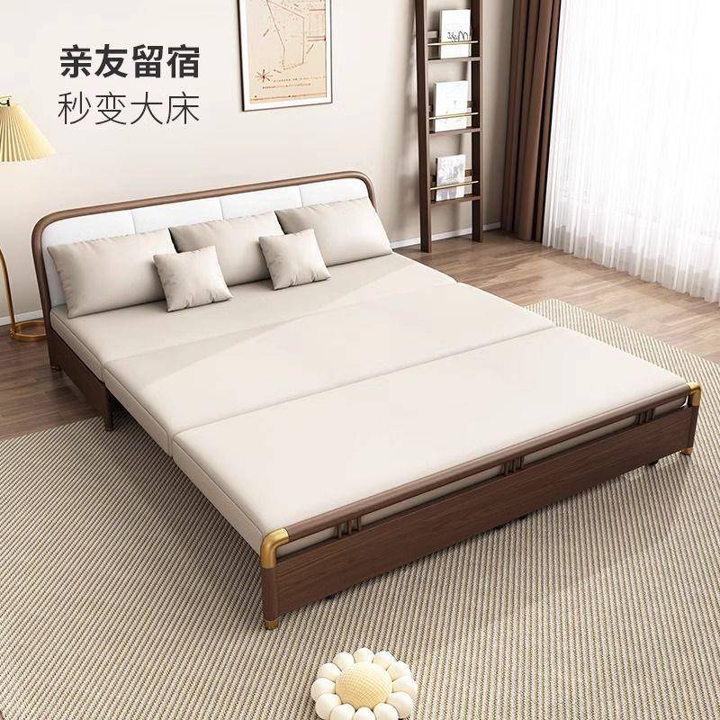 实木两985沙发床科技布推可拉折叠小户型客厅家储物多用功能坐卧