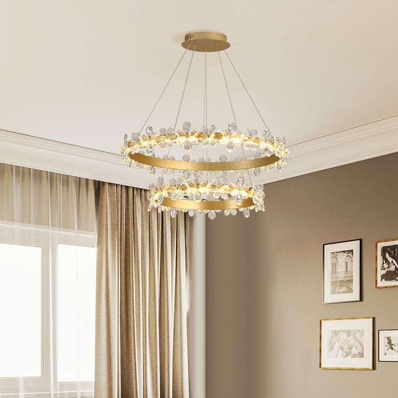 圆环复式楼梯间吊灯厅灯现代简吊约个性艺馨术餐645厅温卧室灯跨