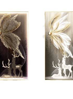 现代轻奢入户玄装关饰画LED发祥光壁画423吉福客厅走鹿廊过道挂画