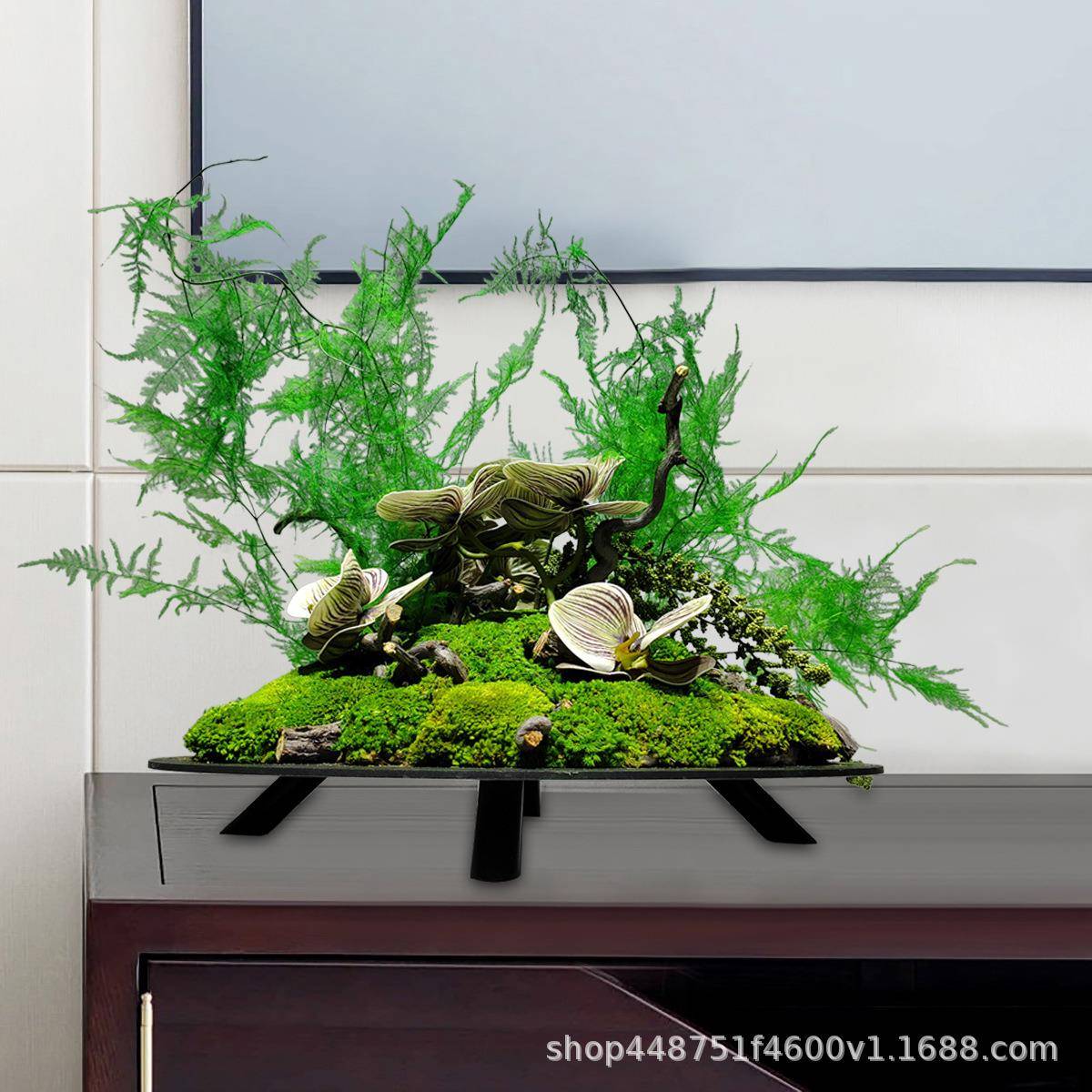 艺中式造景1140仿花真绿植文竹盆景茶室书房酒店大堂餐桌体整摆设