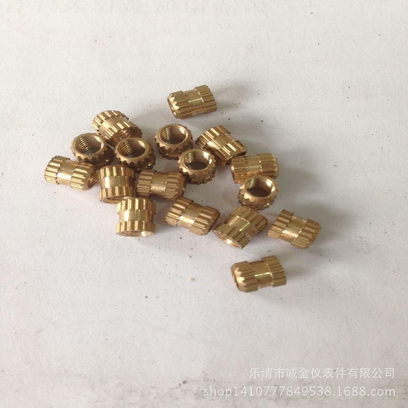 5×1m0滚花厂铜嵌件585注塑铜螺母通孔盲孔卡件现厂价价直货销