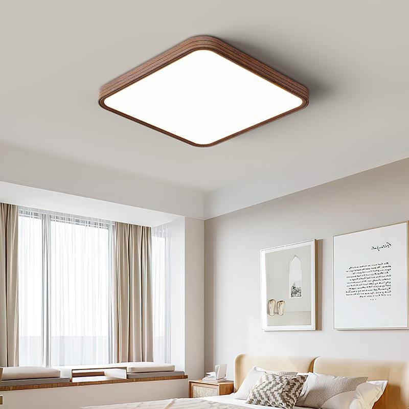 缝简约全光护纹眼超薄吸顶灯新中谱270式复古胡桃木客厅无灯书房