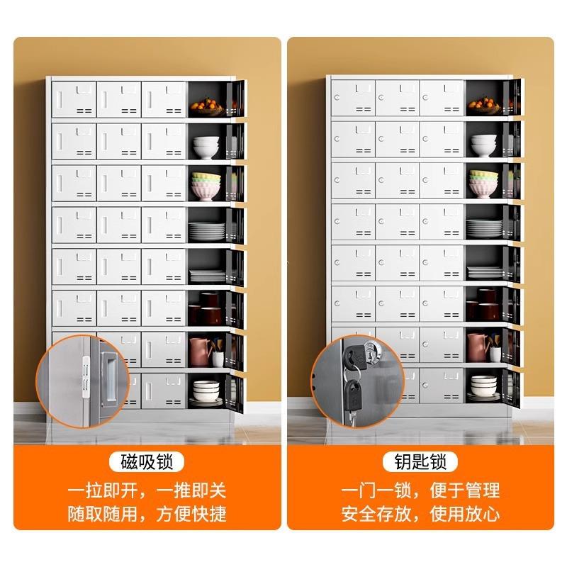 不锈钢碗柜员储工食堂餐盘门柜多不锈钢餐格物柜学校餐厅多碗餐筷
