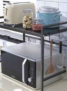 厨房量金属置物架伸HCHMW043缩微波炉黑架大现货色量白色大价更优