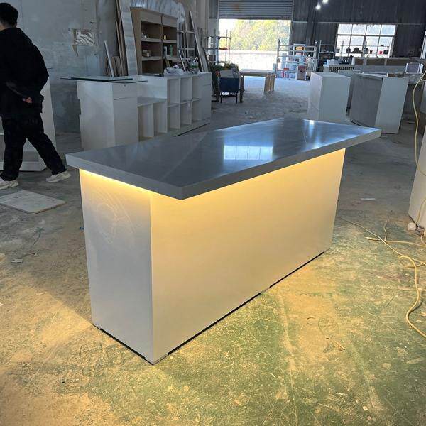 新品用厨BFJ酒房吧台大漆理石烤餐桌一体岛家台边带灯厨房客厅隔