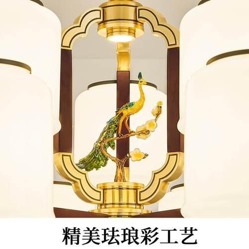 新中具式吊灯209客灯新款家用餐厅灯实中国风现代简约厅木中山灯