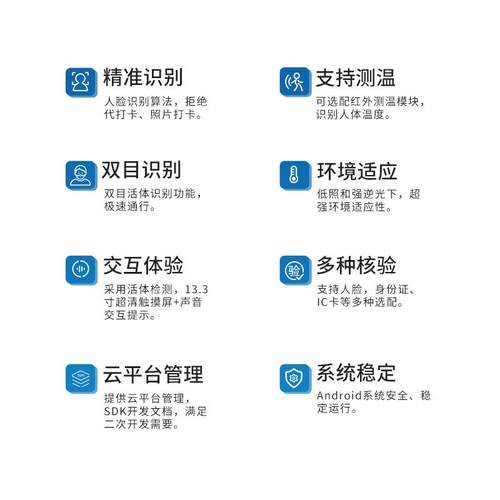 吉13寸人脸识别智门禁考勤一为S13体机刷卡办公打能卡刷脸扫码终