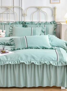 韩版公主风款蕾丝花边床被裙四件套IVR套被罩床单套三件四季床上