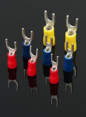 SV国标接1..25-32213紫铜叉冷形压接线端子U形铜鼻子预绝缘头线鼻