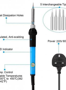 630W可调温520字母数字模板套7件电烙铁雕刻装烙画雕工刻具包