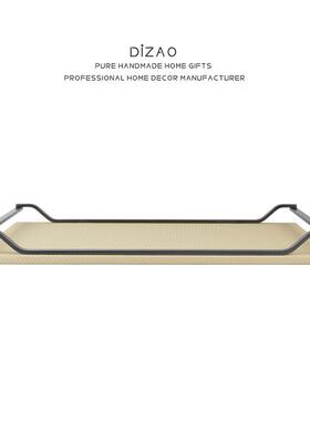 现代轻RRL米白色编皮革托盘纸巾盒奢板样间客厅桌面收纳抽织纸盒