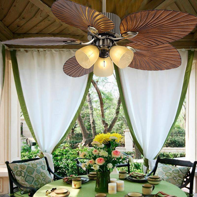 复风扇灯餐厅吊扇灯客厅古家用扇一体8005灯风扇吊灯美式工业带电