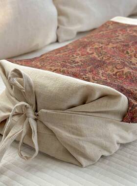 复古印高低调式亚可麻养生YIMING荞麦枕芯护颈睡眠家用成人儿助童