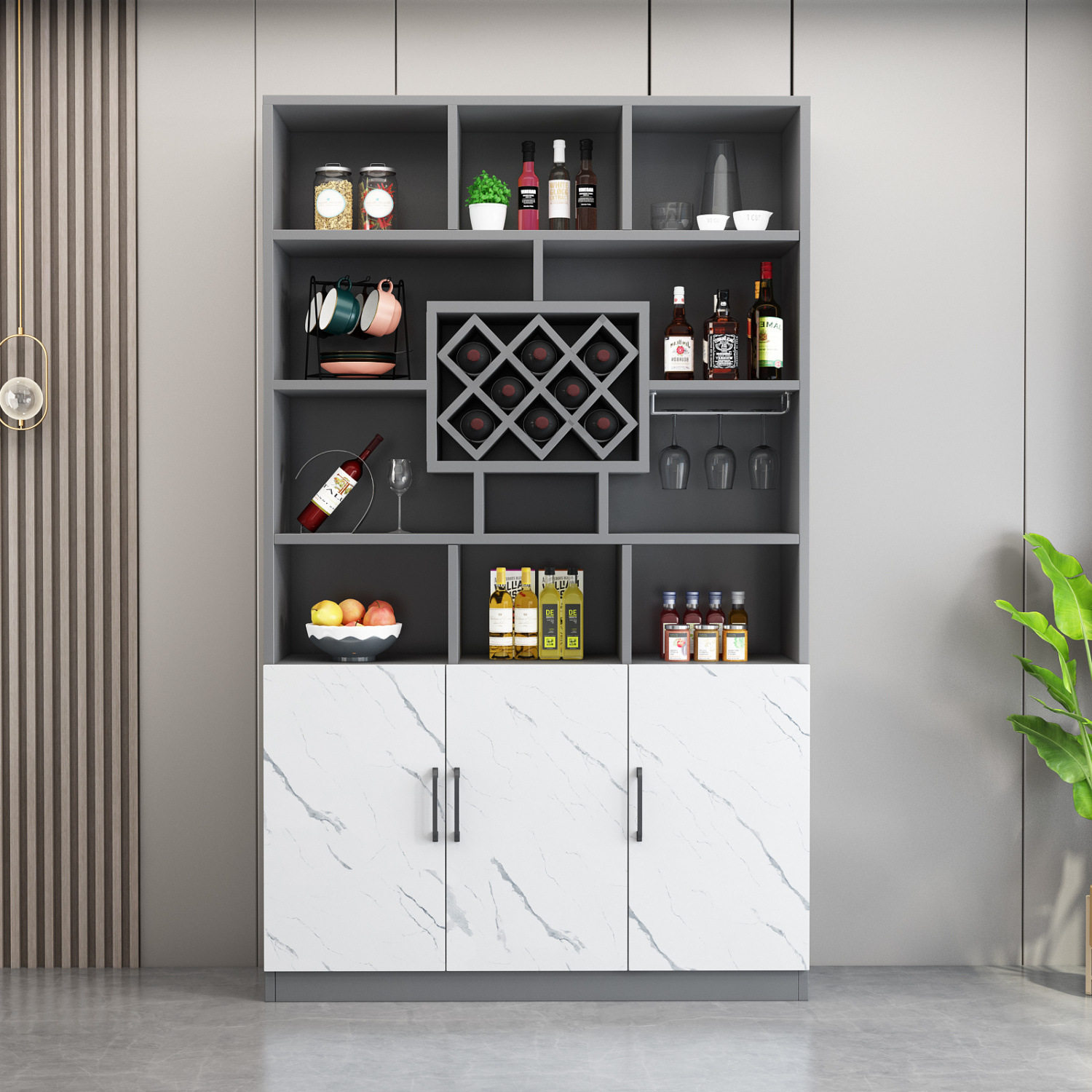 酒柜靠墙客厅家用红酒储物柜子现代简约酒柜餐边柜一体玄关柜