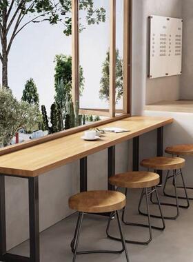 矮吧桌便利店小吃店酒吧长条桌子台54435靠椅墙窄餐桌组合靠窗