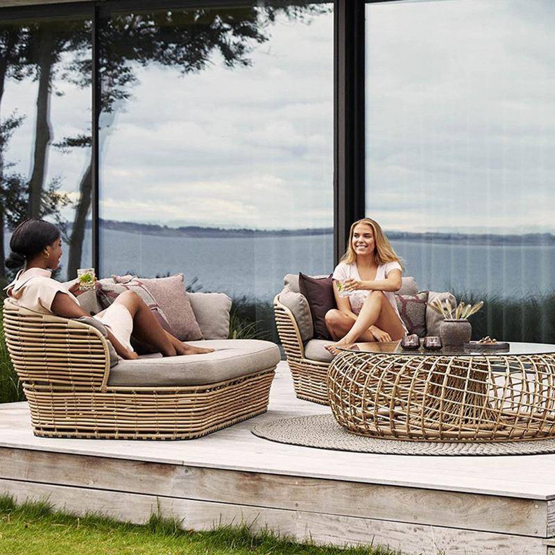 CT02-1水户外仿藤家编沙发组合庭院花园防防室晒外阳台休闲躺床藤