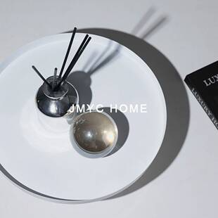 意式轻奢黑色金属高脚果盘收纳托盘售楼处客厅茶几柜餐厅托盆摆件