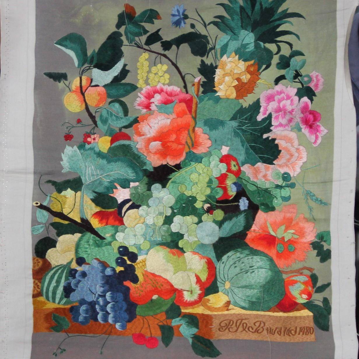 苏绣绣片厅书客房公画室装饰苏州手工刺绣挂266画花鸟盆厂办家生