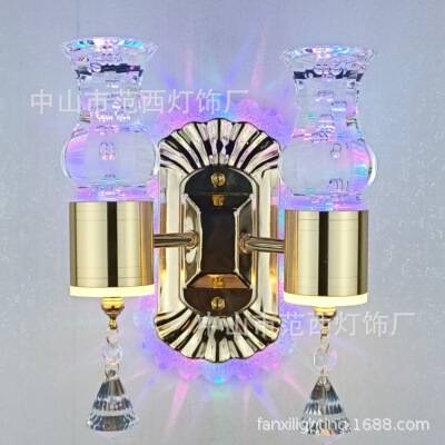 现代简约双头室内花式壁灯 底座发光上下打光亚克力干花小夜灯
