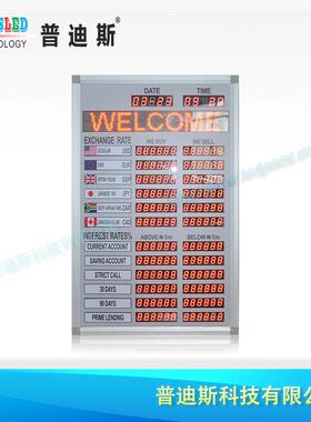 支持供应壁挂式红色LED电子银行利率看板外汇兑换实时看板
