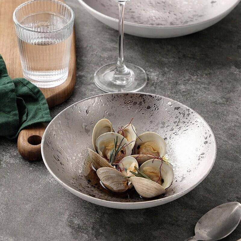 银色汤碗高级感轻奢凉菜盘子创意沙拉碗陶瓷汤盆西餐摆盘装菜大碗,农用物资,其他肥料,淘宝优惠券,粉丝福利购,淘宝优惠卷