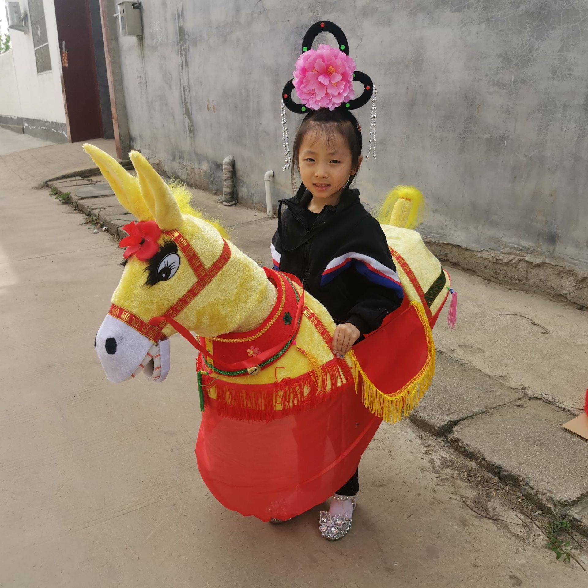 儿童节毛驴道具六一小学生表演道具跑毛驴旱船花轿小推车直销