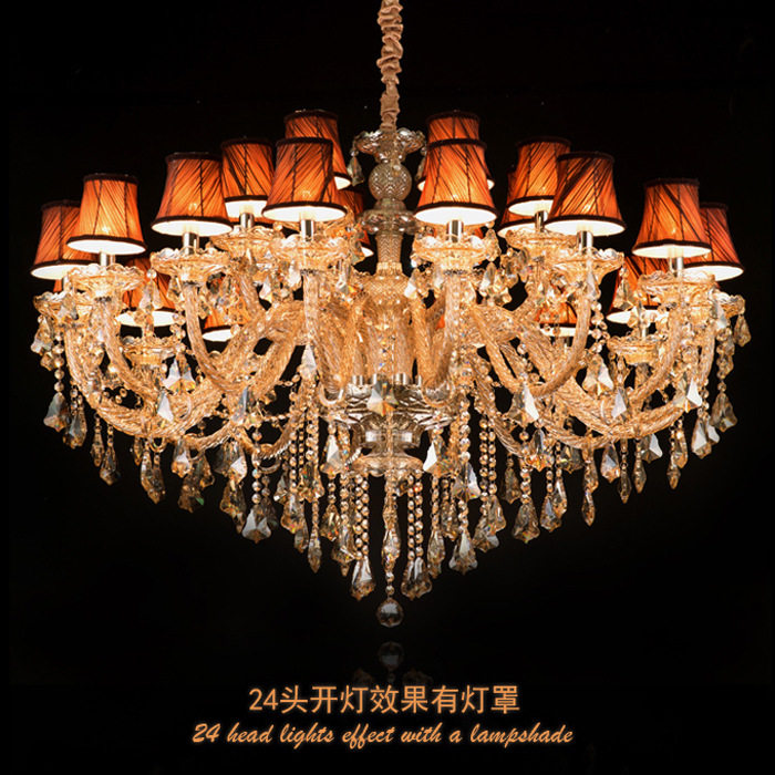 欧式水晶吊灯客厅简约干邑色餐厅灯卧室吊灯奢华别墅楼梯水晶吊灯