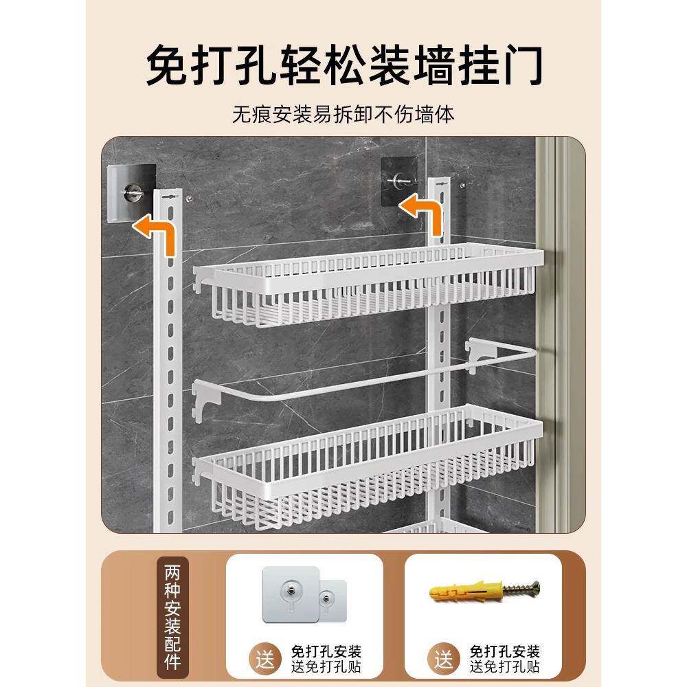 免打孔浴室门后置物架窄夹缝壁挂多层卫生间墙上收纳架子厕所新品