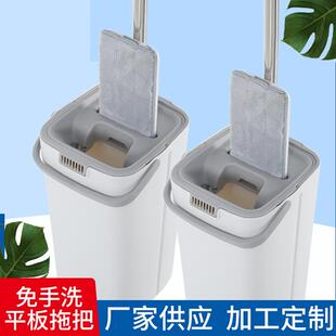 家用懒人干湿两用拖把桶套装一拖净38cm大板免手洗平板拖把桶套装