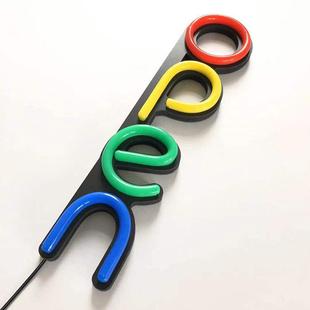 LED软管复古酒吧霓虹灯字母发光管店名广告牌40*10cm竖立open牌