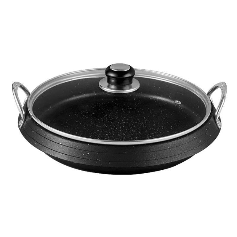 聚炎电磁炉可用通用火锅不粘锅炒锅烤锅韩式烤盘多功能锅子