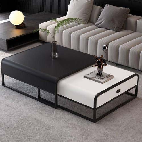 轻奢可伸缩茶几组合客厅家用新款意式网红简约小户型方形大小茶几