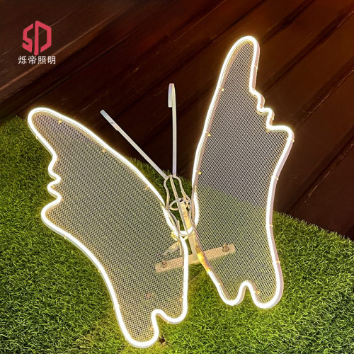 led动态发光蝴蝶月亮户外防水亮化装饰灯草坪造型灯地插景观灯