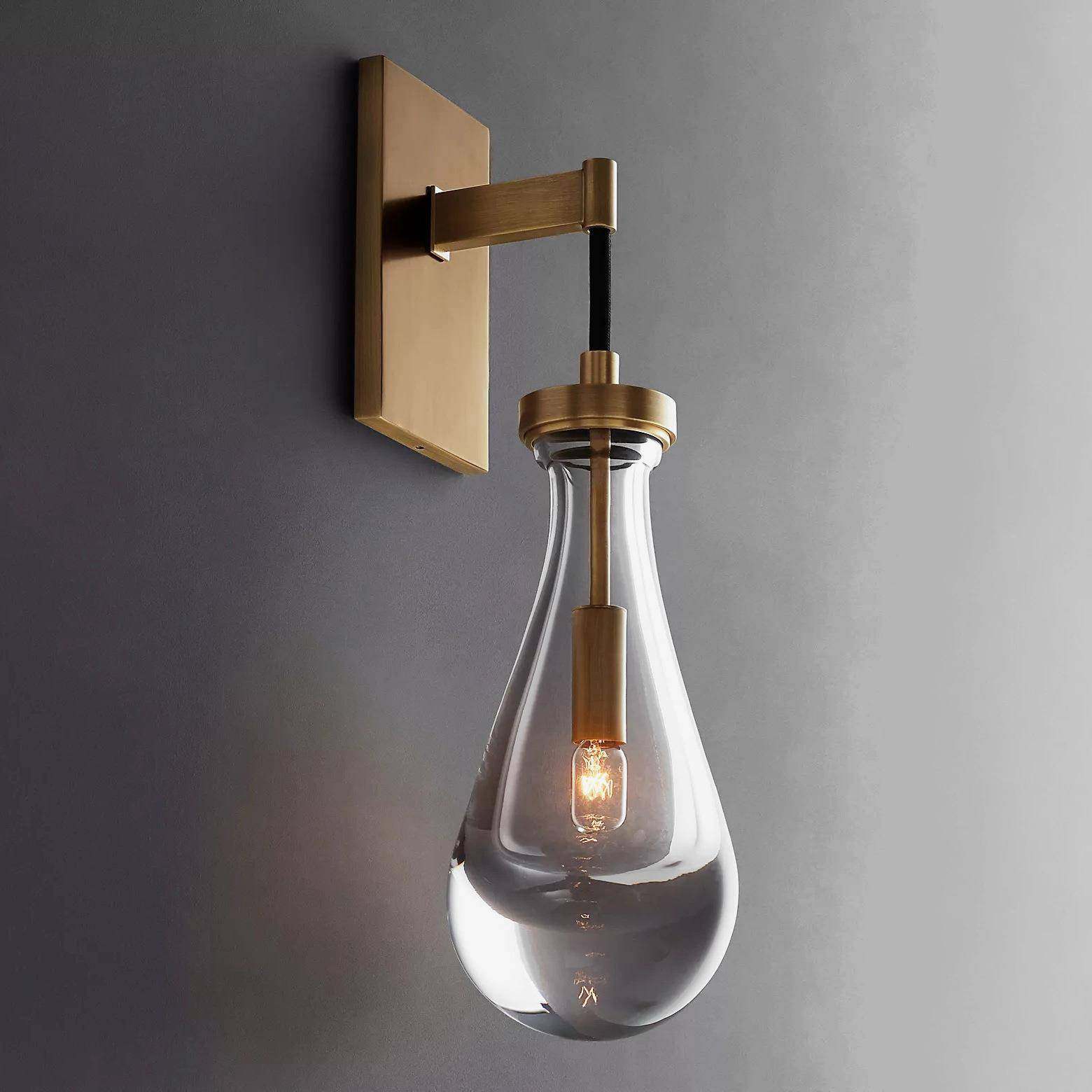 美式RH复古轻奢别墅楼梯客厅出口灯具新款式水晶壁灯公寓古铜色