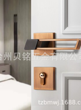 锌合金静音室内卧室门锁家用简约镂空分体锁木门通用型执手锁