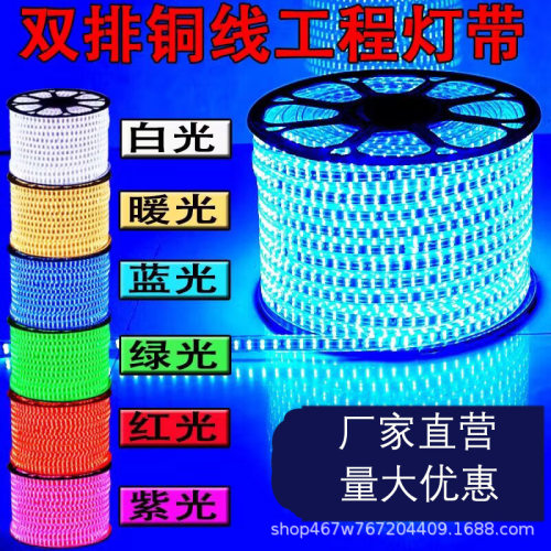 LED灯带2835单色超亮防水霓虹工程亮化软灯条批发白黄蓝红绿粉紫
